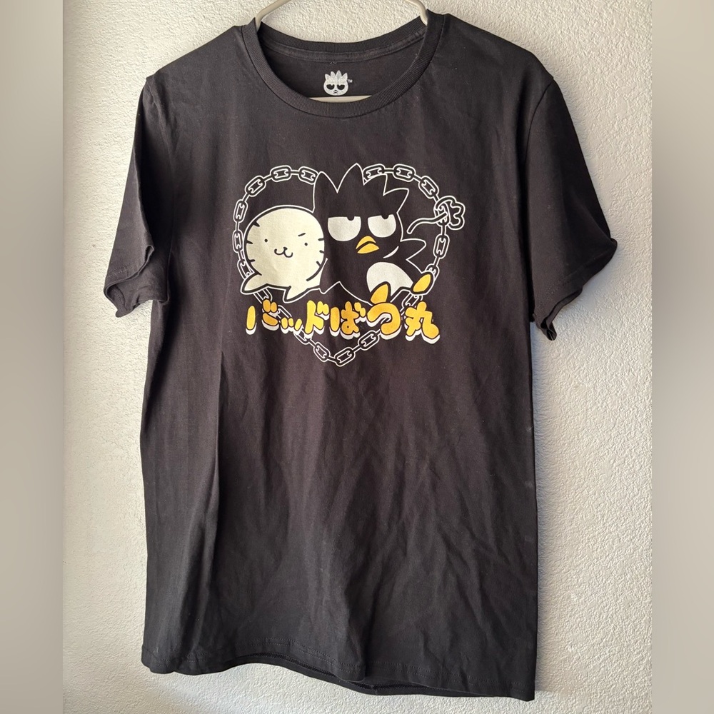Badtz-Maru & Hana-Maru Chain Heart Boyfriend T-Shirt By Sanrio 100% Cotten NWOT